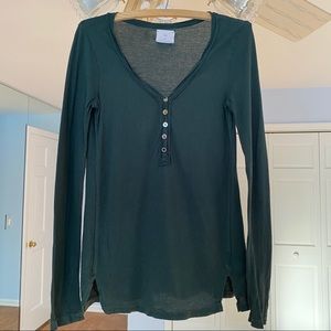 Anthropologie T.La Forest Green Henley Shirt